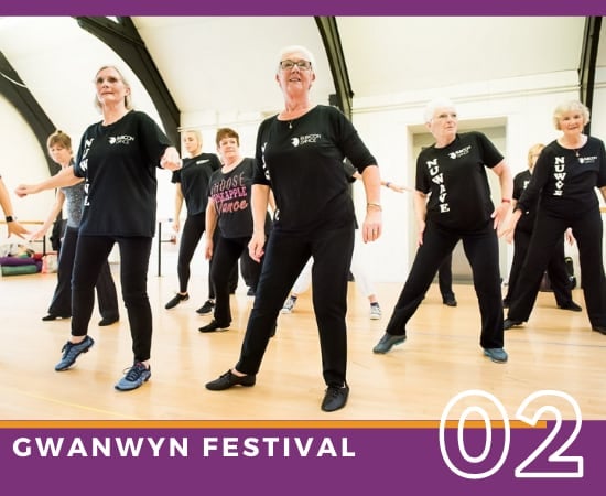 Women from Rubicons over 50s dance group, Nu Wave, dancing during a workshop at our Gwanwyn dance day.